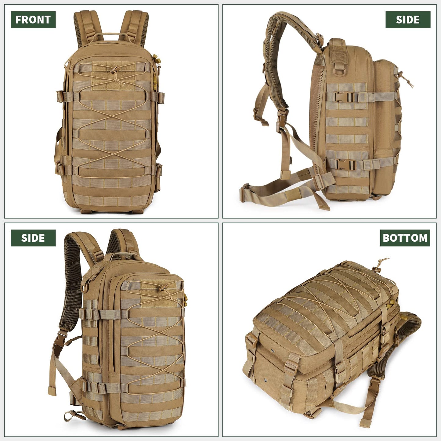 20L Outdoor Tactical Assault Pack – Water Repellent MOLLE Small Travel Backpack