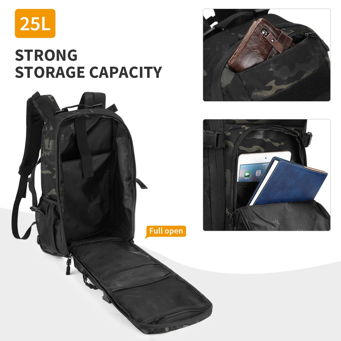 25L Military Tactical Backpack|Waterproof MOLLE Daypack for Outdoor Camping,Hiking