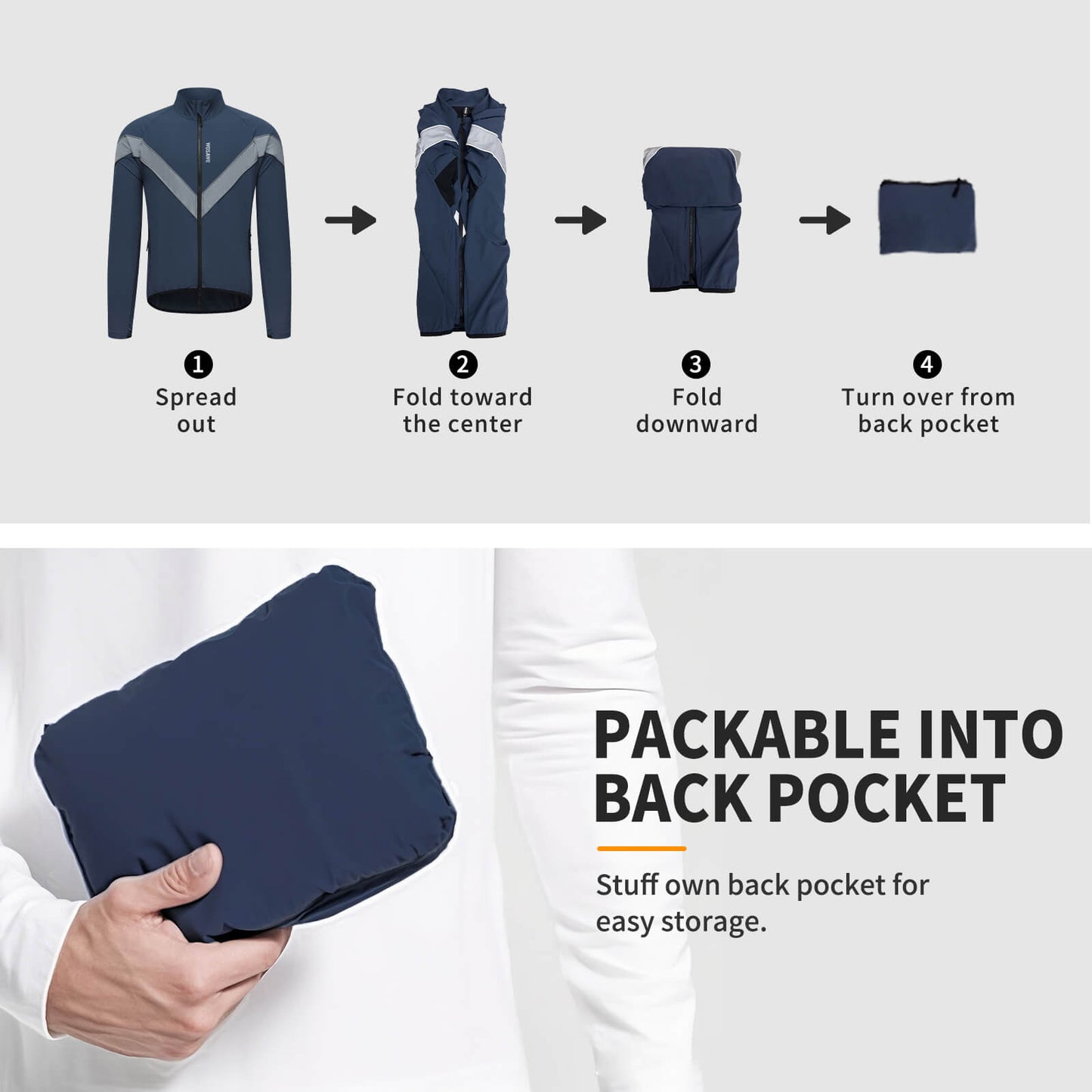 Cycling Windbreaker, Breathable & Reflective Long-Sleeve Sports Jacket for Night Riding & Running