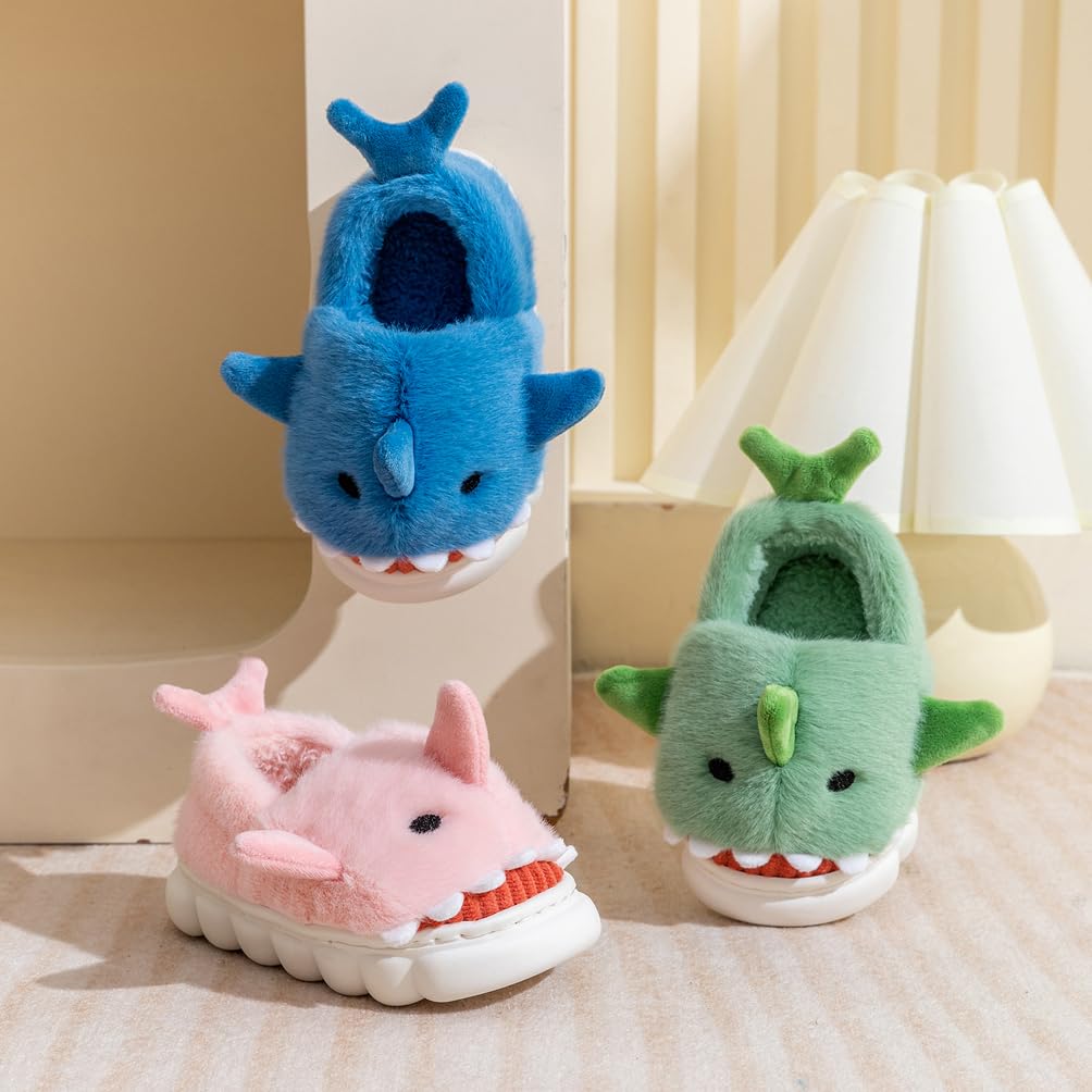 Kids Shark Slippers – Warm Plush Winter Indoor Shoes with Non-Slip Sole