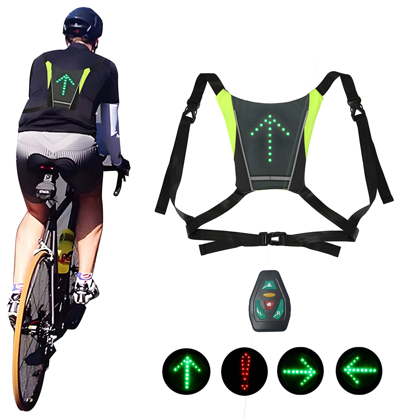 LED Turn Signal Cycling Vest with Direction Indicator
