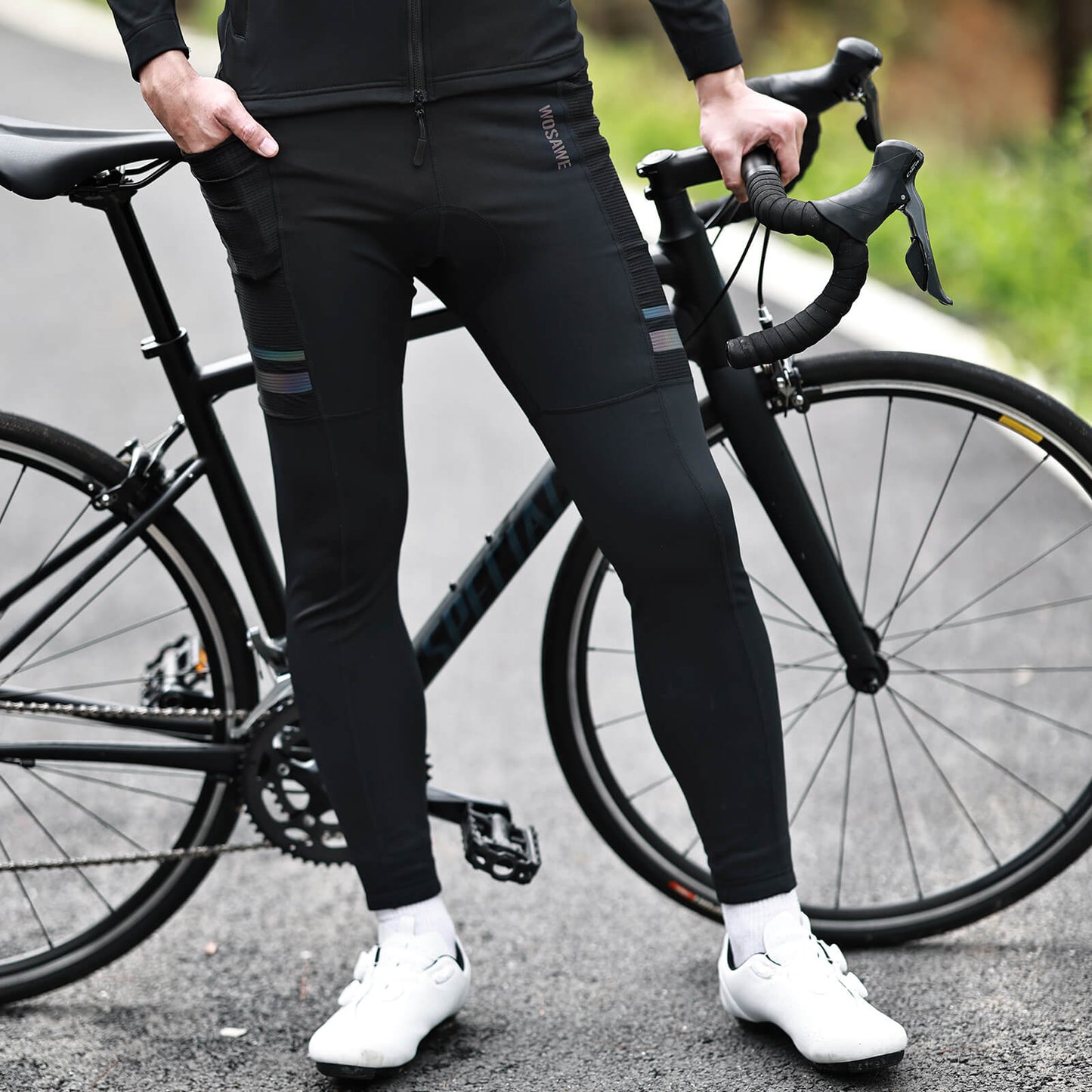 Men’s Cycling Pants with Padding – Warm Fleece Road Bike Tights
