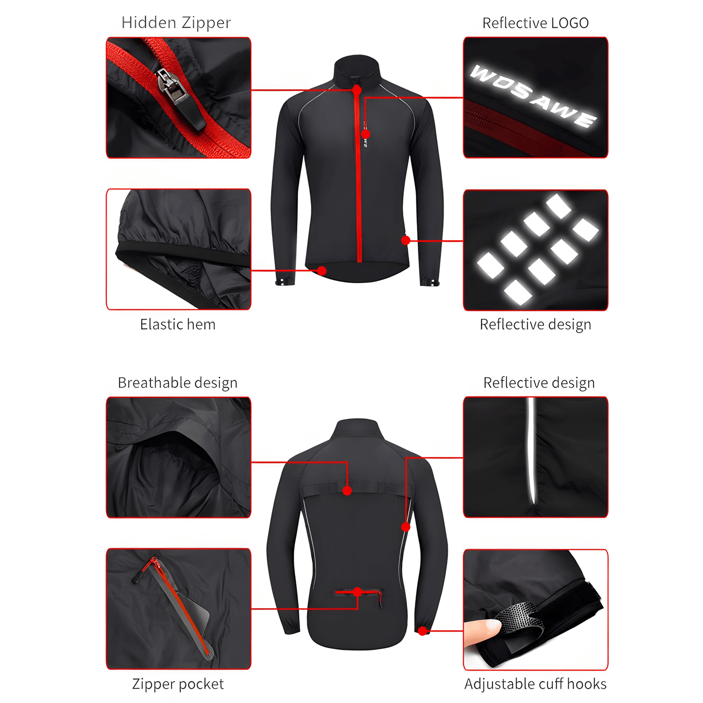 Men's Lightweight Windproof Cycling Jacket – Reflective Ultra-Light Bike Windbreaker