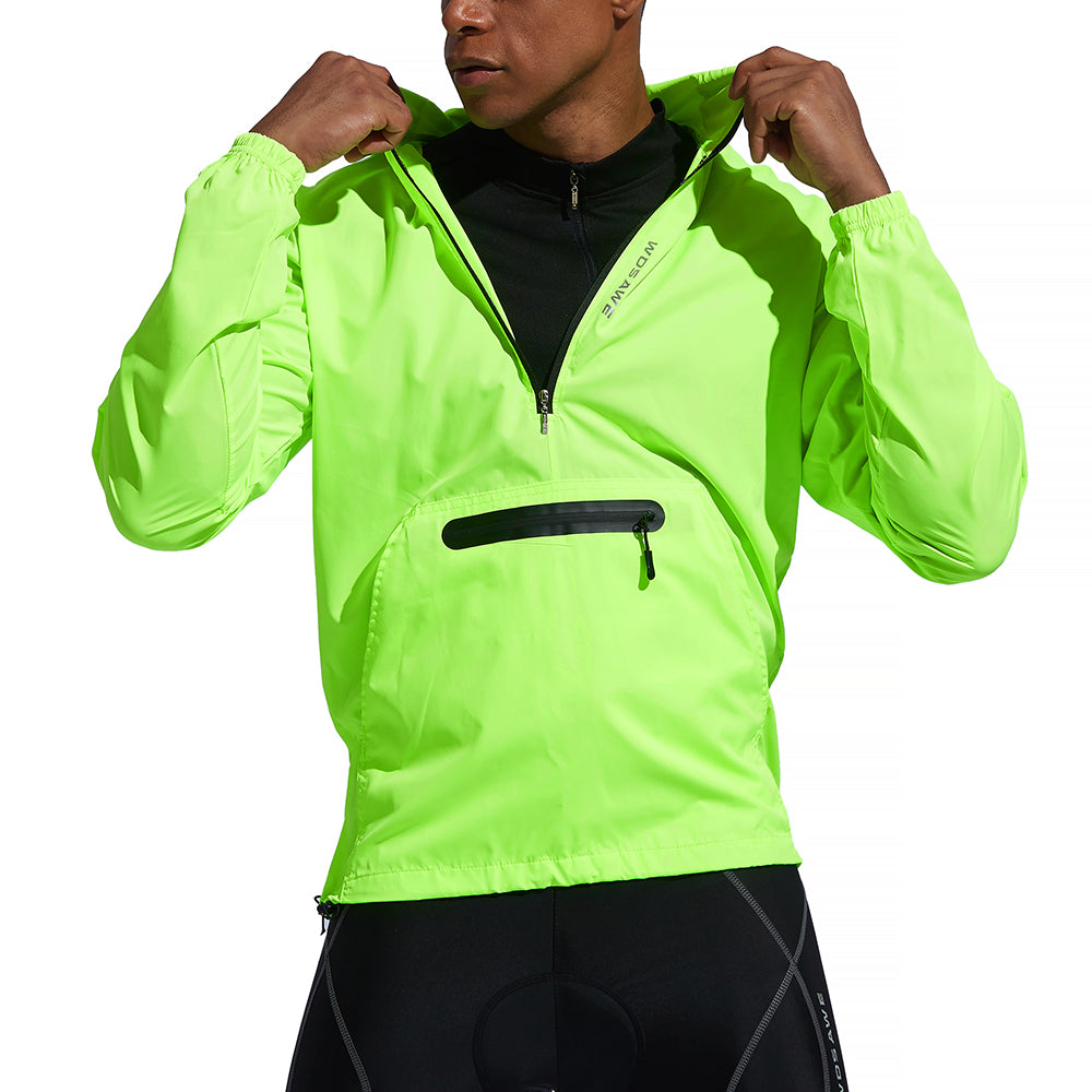 Men’s Windproof Hooded Cycling Jacket Half-Zip Sports Windbreaker