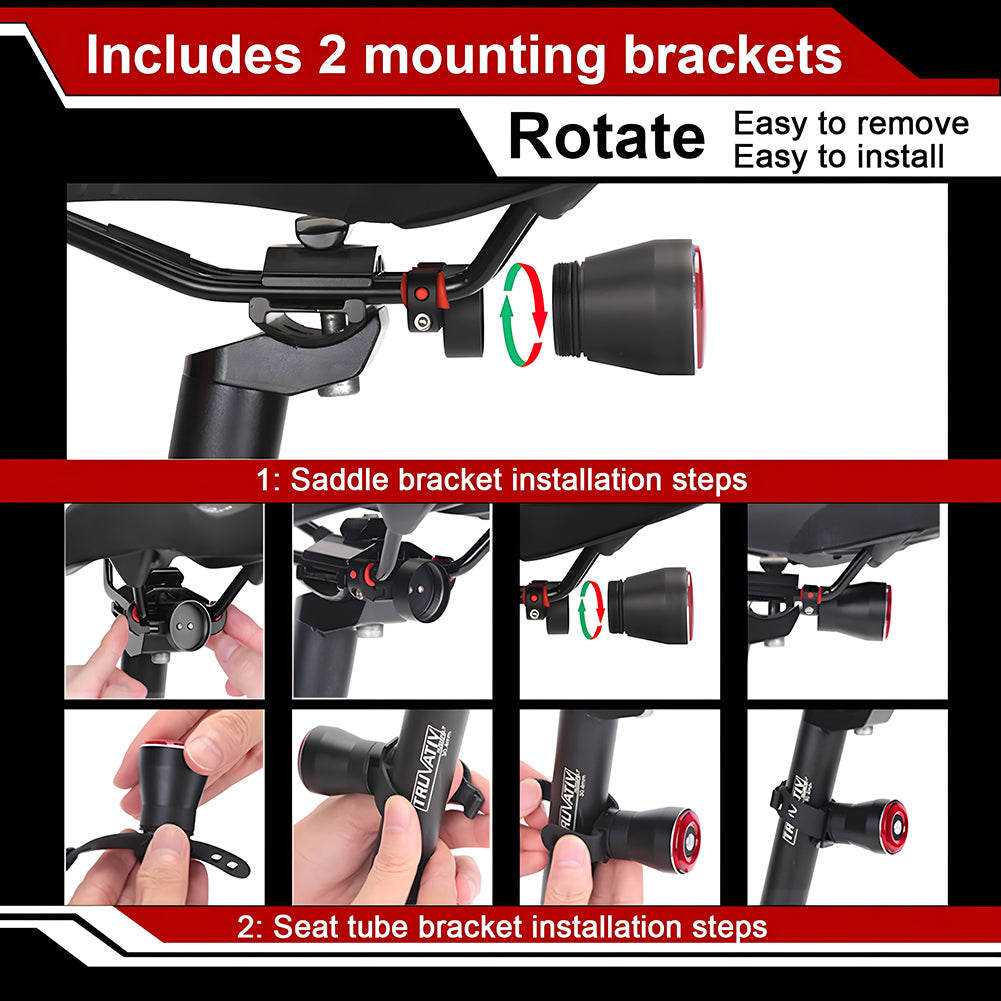 Smart USB Rechargeable Bike Tail Light with Brake Sensor