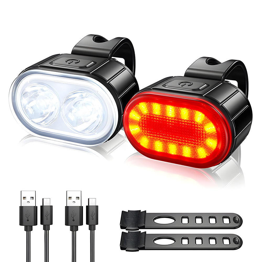 USB Rechargeable Bike Light Set – Waterproof Headlight and Taillight for Bikes