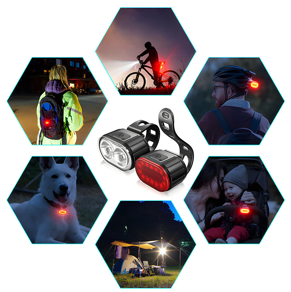USB Rechargeable Bike Light Set – Waterproof Headlight and Taillight for Bikes