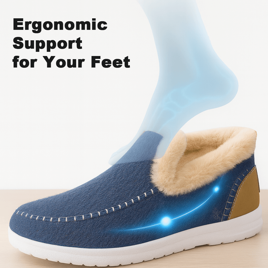 Warm Wool-Lined Winter Slippers – Non-Slip Indoor Outdoor House Shoes