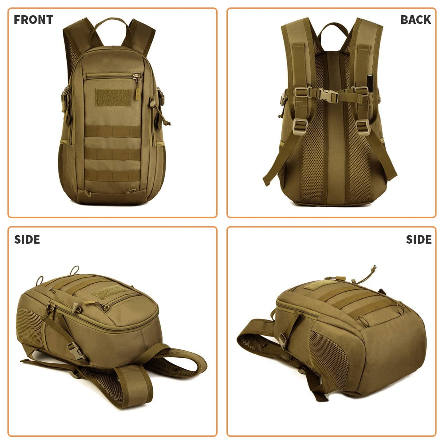 12L Molle Small Daypack Backpack for Outdoor Sports
