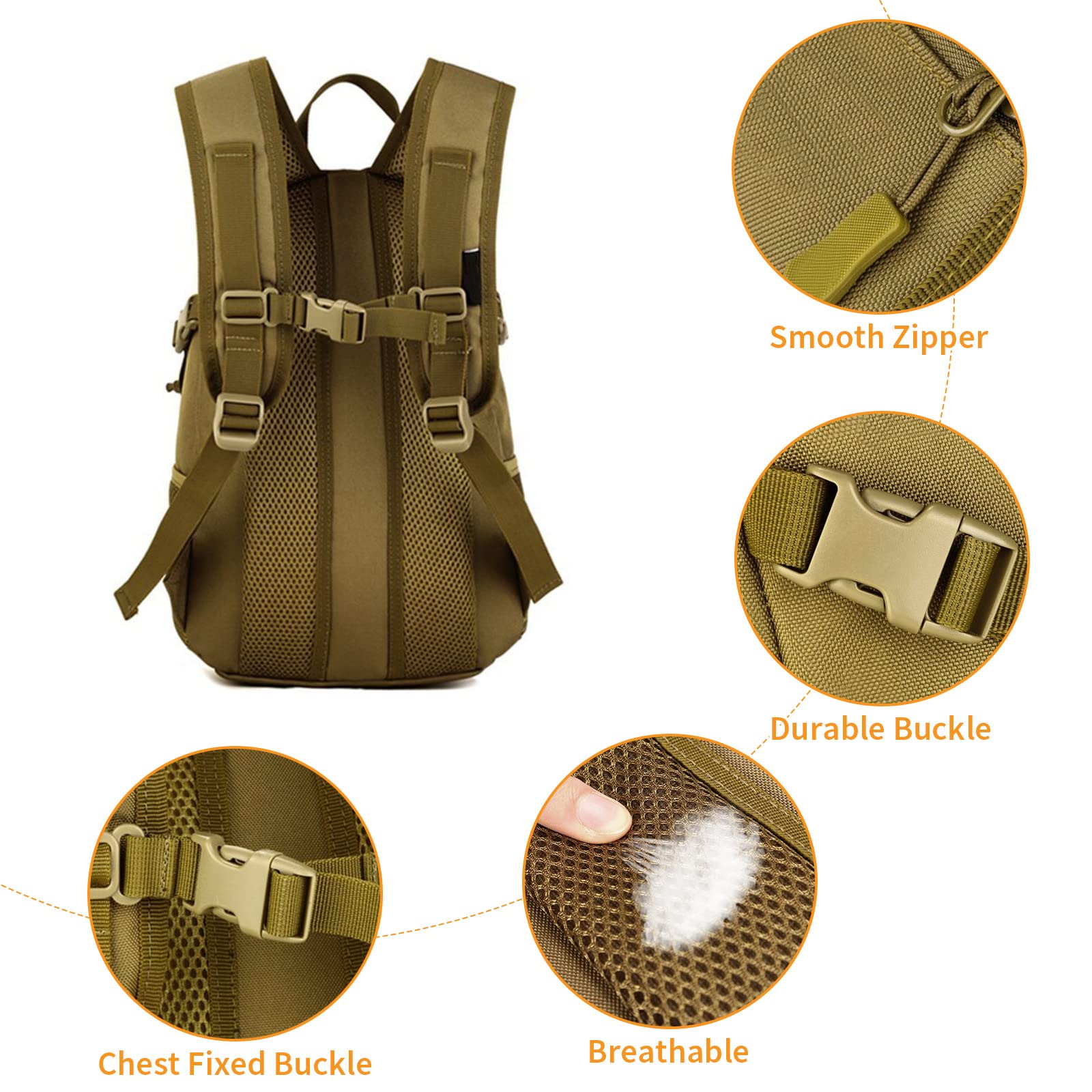 12L Molle Small Daypack Backpack for Outdoor Sports