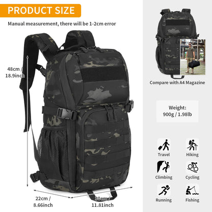 25L Military Tactical Backpack｜Waterproof MOLLE Daypack for Outdoor Camping,Hiking