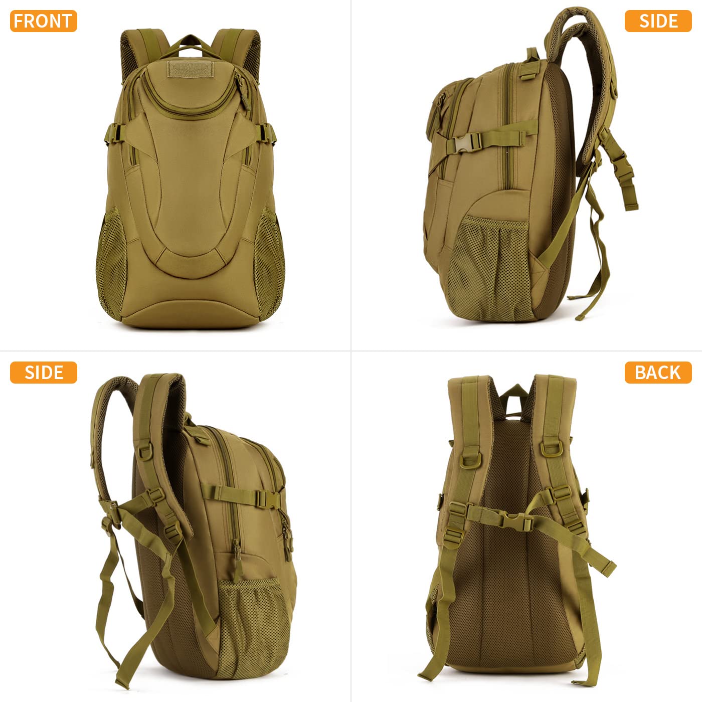 25L Tactical Rucksack, MOLLE School Bag, Waterproof Outdoor Sports Daypack