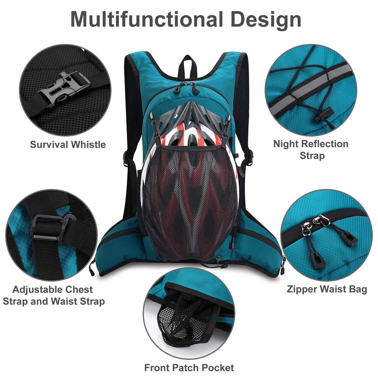 2L Hydration Backpack, Lightweight Water Pack for Hiking, Cycling, Running, Camping & Climbing - Unisex