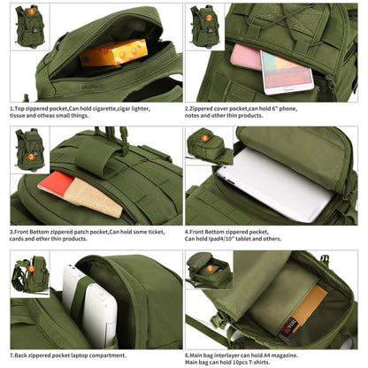 40L Military Tactical Backpack - Waterproof MOLLE Outdoor Sports Daypack