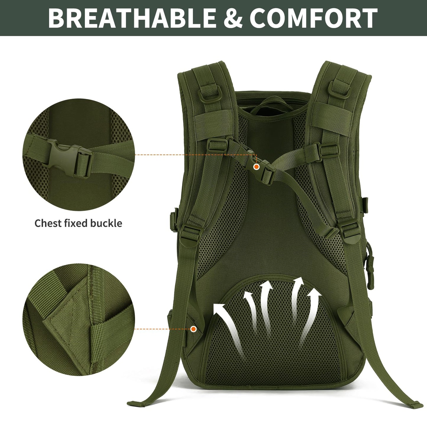 40L Military Tactical Backpack - Waterproof MOLLE Outdoor Sports Daypack