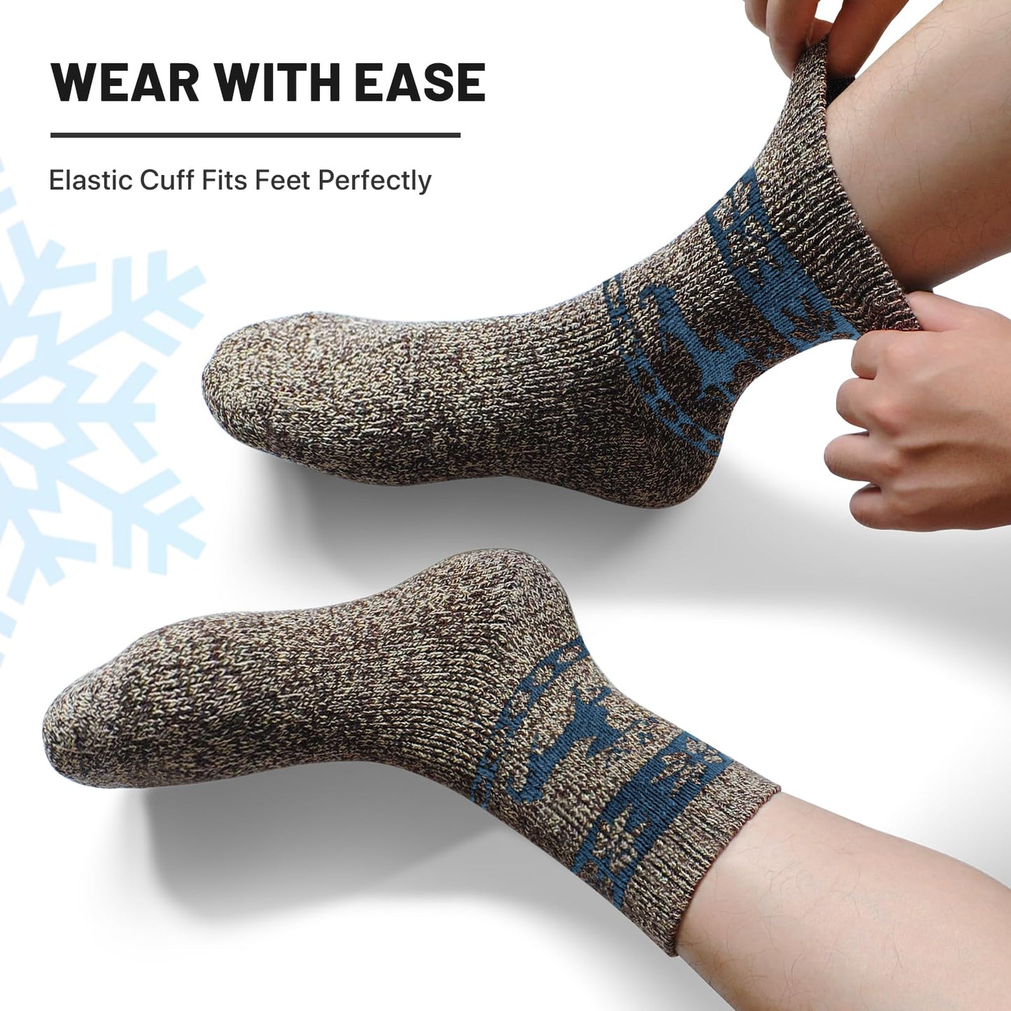 5 Pairs Men’s Merino Wool Socks – Extra Thick Thermal Hiking & Winter Socks for Cold Weather