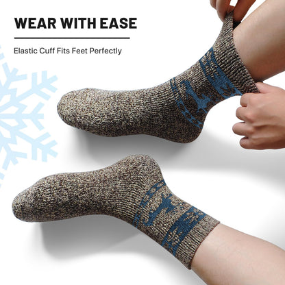 5 Pairs Men’s Merino Wool Socks – Extra Thick Thermal Hiking & Winter Socks for Cold Weather
