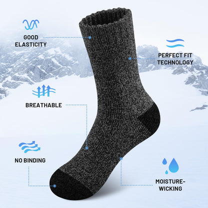 5 Pairs Men’s Merino Wool Socks – Extra Thick Thermal Hiking & Winter Socks for Cold Weather