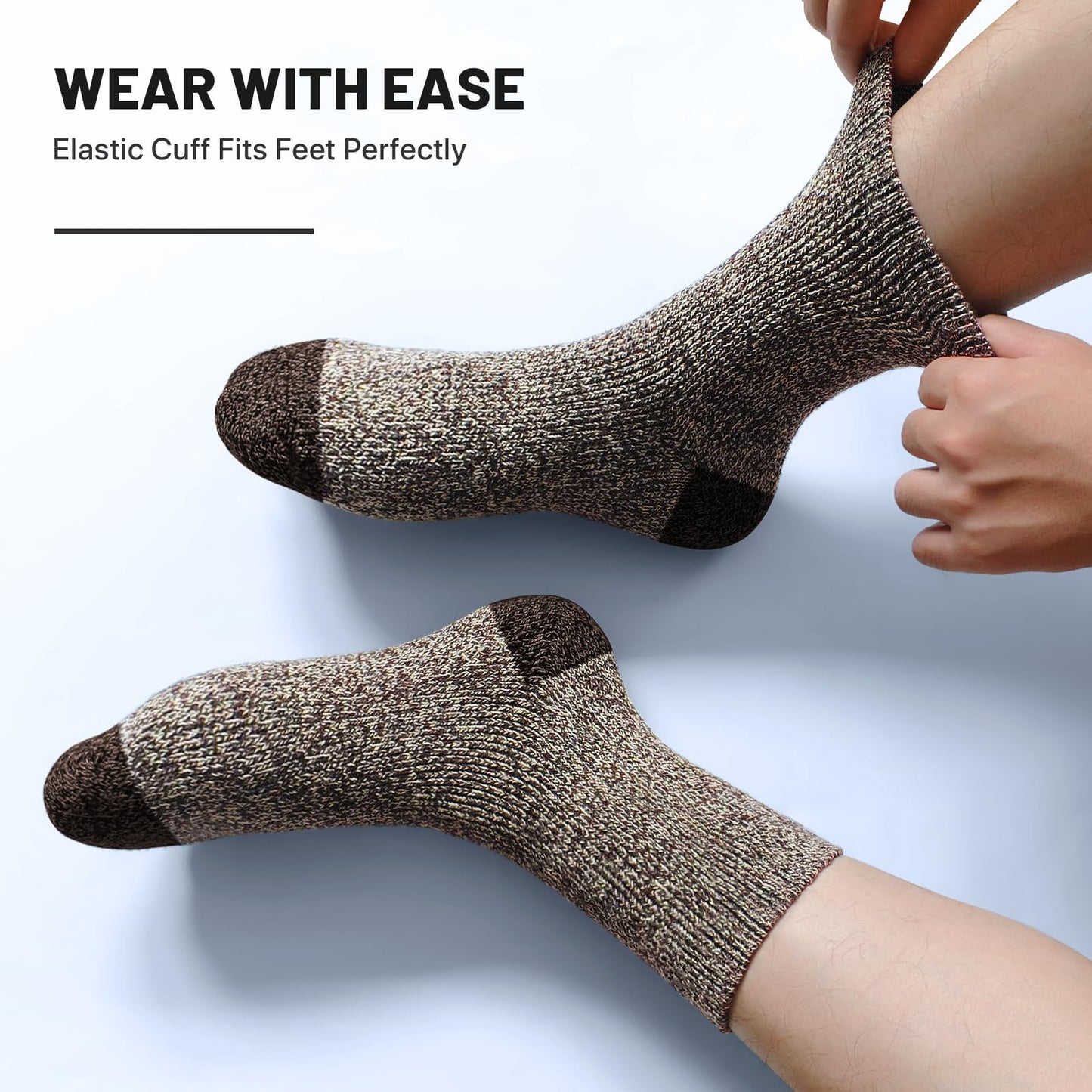 5 Pairs Men’s Merino Wool Socks – Extra Thick Thermal Hiking & Winter Socks for Cold Weather