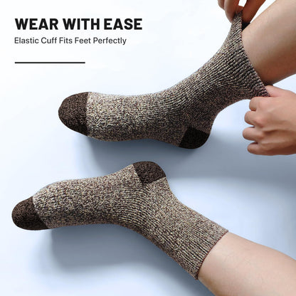 5 Pairs Men’s Merino Wool Socks – Extra Thick Thermal Hiking & Winter Socks for Cold Weather