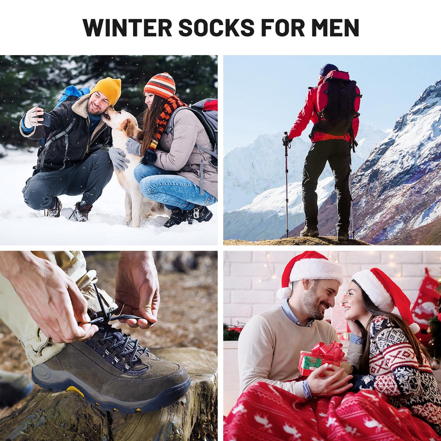 5 Pairs Men’s Merino Wool Socks – Extra Thick Thermal Hiking & Winter Socks for Cold Weather