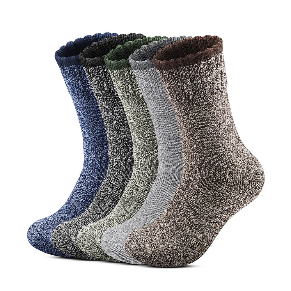 5 Pairs Men’s Merino Wool Thermal Socks – Warm Winter Outdoor Wool Socks