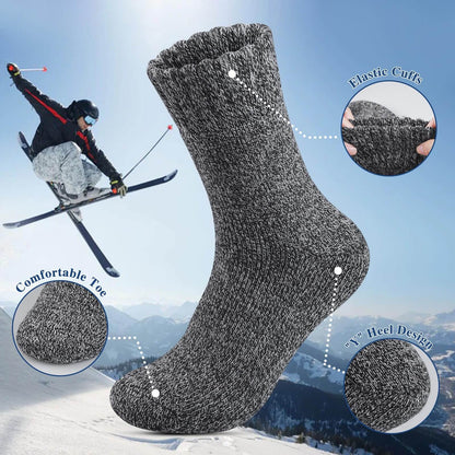5 Pairs Men’s Merino Wool Thermal Socks – Warm Winter Outdoor Wool Socks