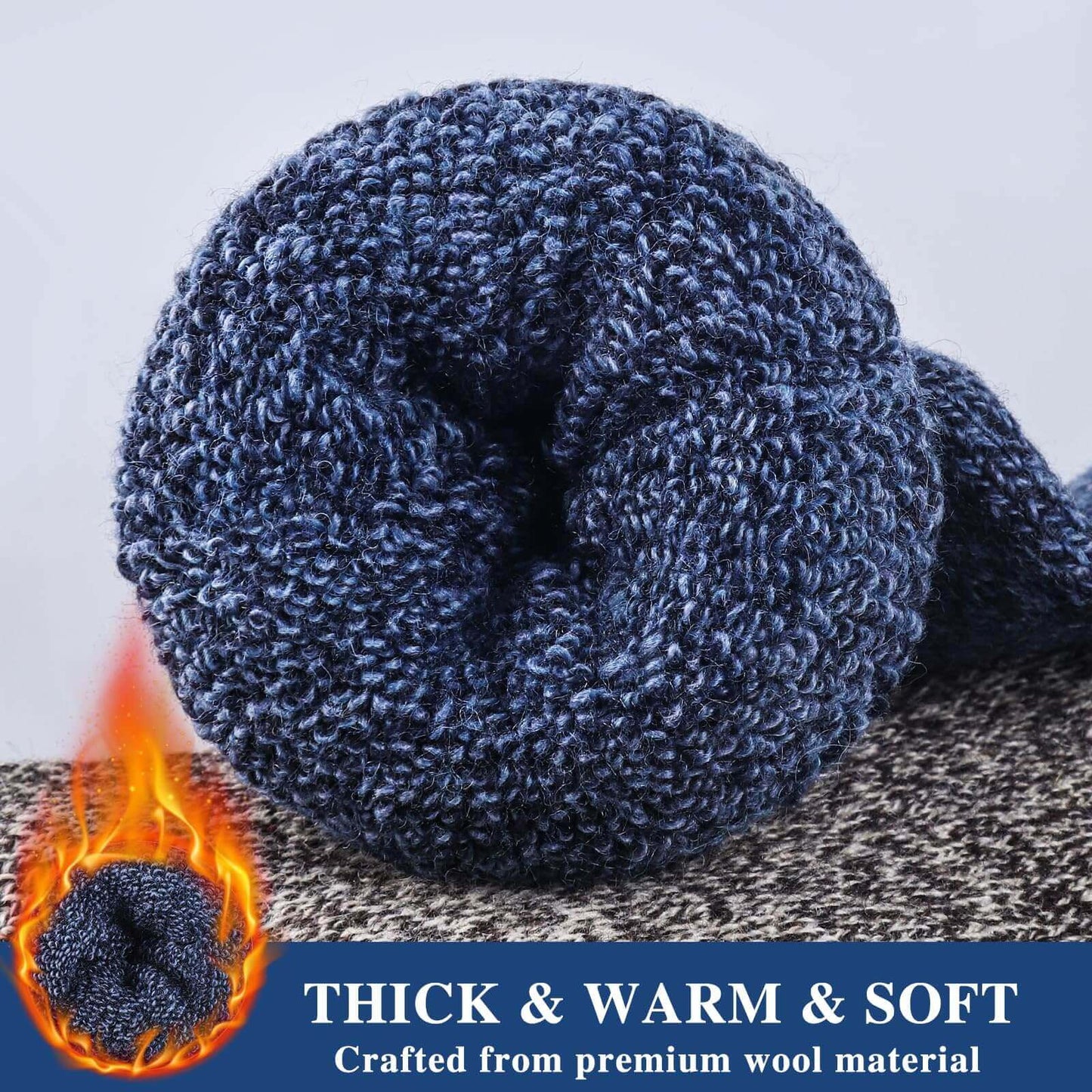 5 Pairs Men’s Merino Wool Thermal Socks – Warm Winter Outdoor Wool Socks