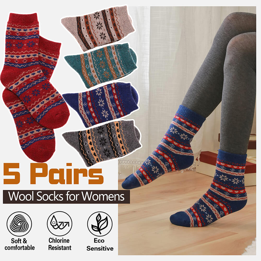 5 Pairs Women’s Thermal Socks – Warm & Thick Winter Socks, Soft and Breathable