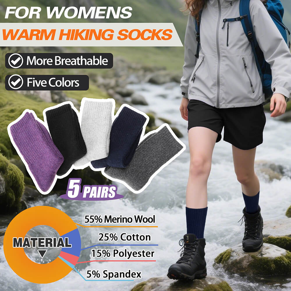 5 Pairs Women’s Thermal Socks – Warm & Thick Winter Socks, Soft and Breathable