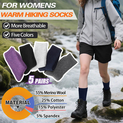 5 Pairs Women’s Thermal Socks – Warm & Thick Winter Socks, Soft and Breathable