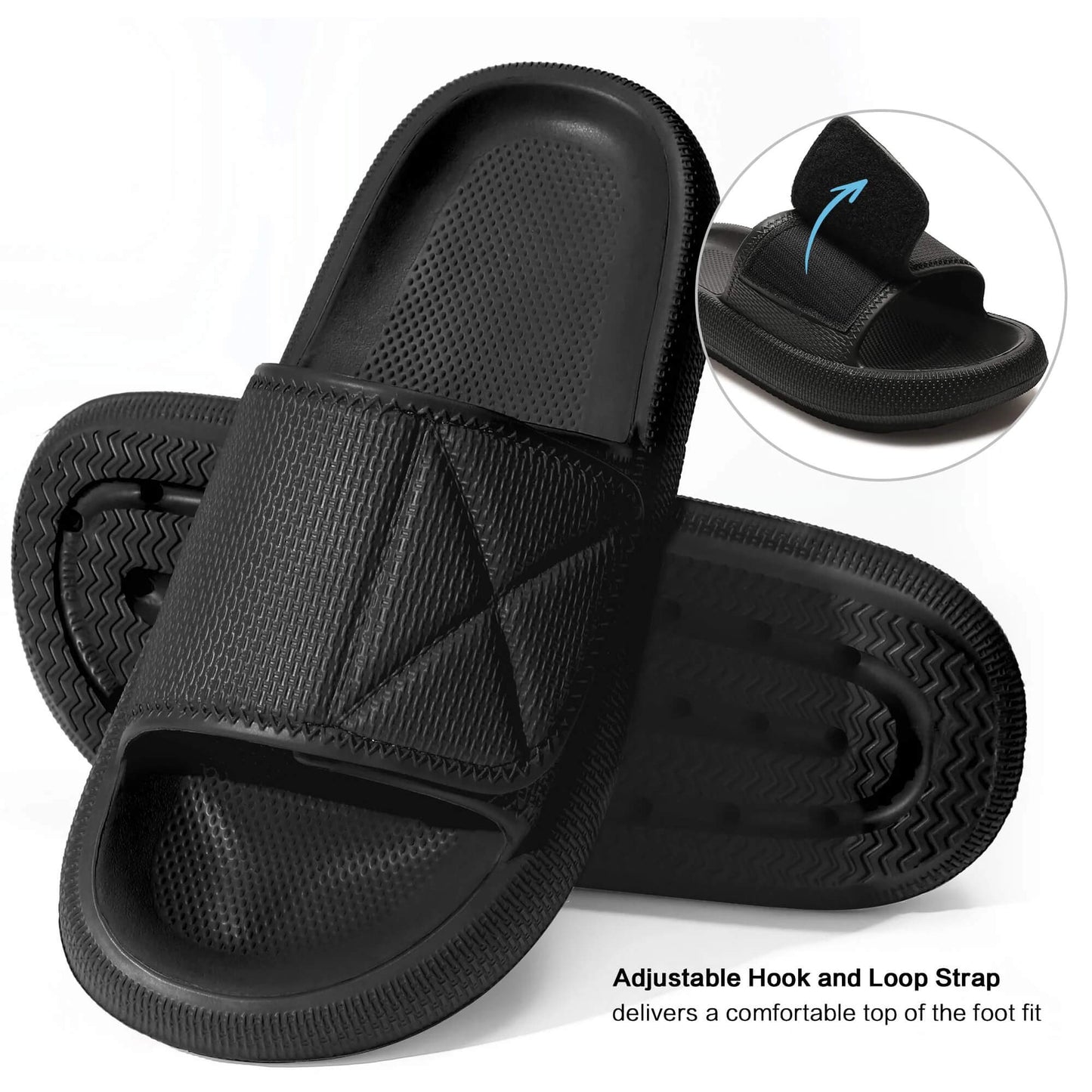 Cloud Slides – Adjustable Hook & Loop Strap with Comfort Support
