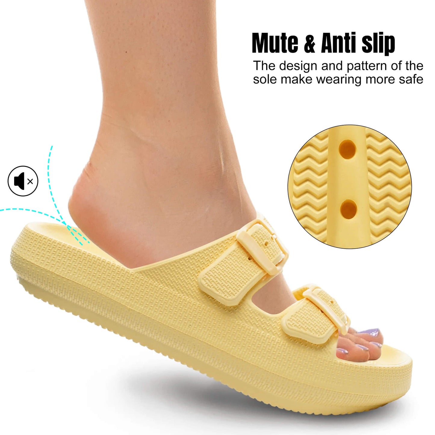 Cloud Cushion EVA Slides – Adjustable Buckle, Non-Slip & Lightweight Summer Sandals