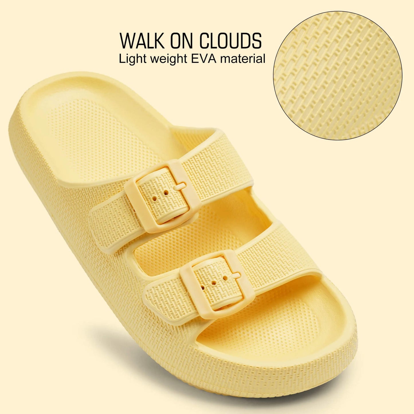 Cloud Cushion EVA Slides – Adjustable Buckle, Non-Slip & Lightweight Summer Sandals