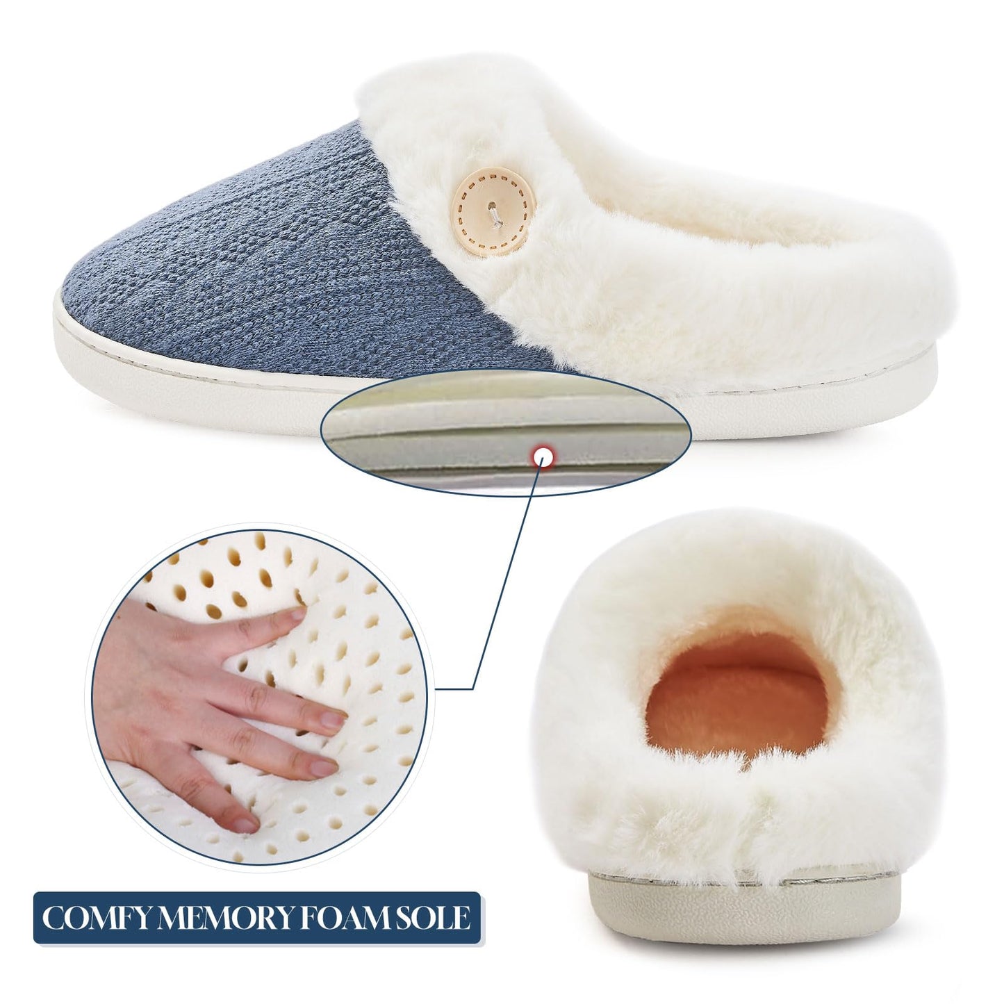 Cozy Warm Memory Foam Women’s Slippers – Soft, Non-Slip House Shoes