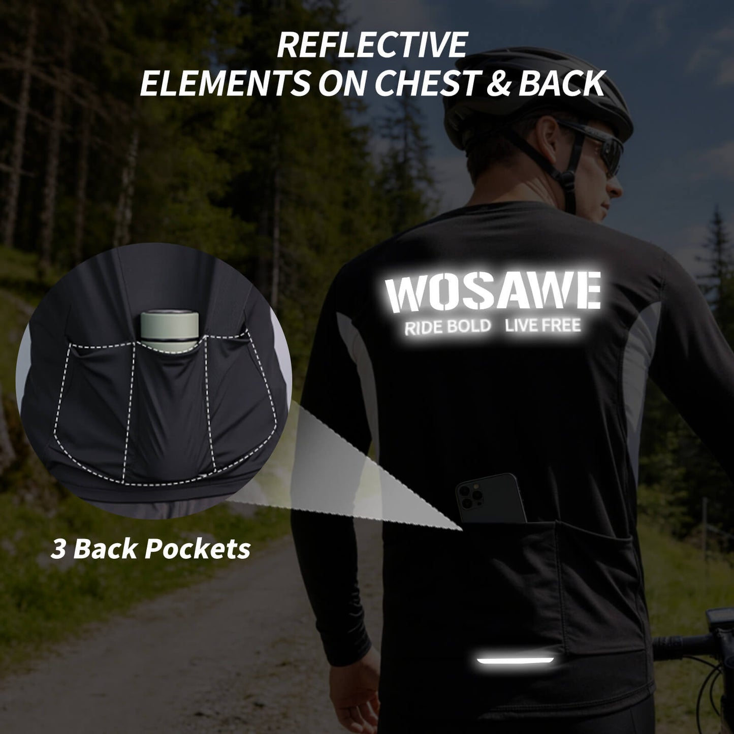 Cycling Jersey with 3 Rear Pockets – Breathable, Lightweight & Quick Dry
