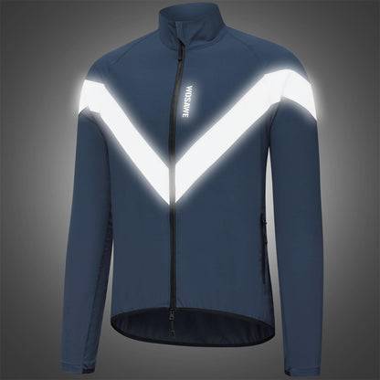 Cycling Windbreaker, Breathable & Reflective Long-Sleeve Sports Jacket for Night Riding & Running
