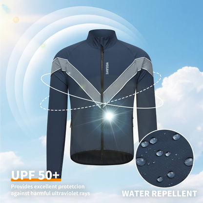 Cycling Windbreaker, Breathable & Reflective Long-Sleeve Sports Jacket for Night Riding & Running
