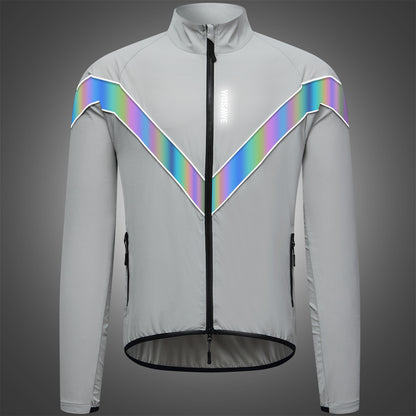 Cycling Windbreaker, Breathable & Reflective Long-Sleeve Sports Jacket for Night Riding & Running