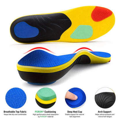 Ergonomic Arch Support Insoles with PORON Cushioning