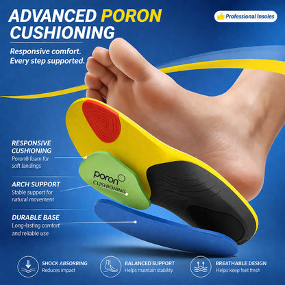Ergonomic Arch Support Insoles with PORON Cushioning