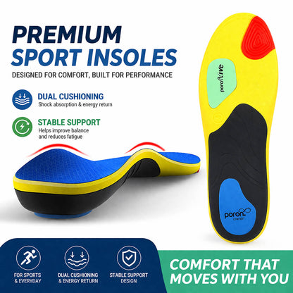 Ergonomic Arch Support Insoles with PORON Cushioning