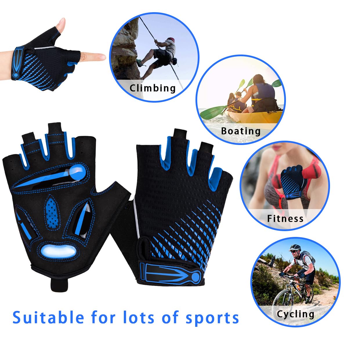 Fingerless Gel Cycling Gloves for Mountain Biking & Road Bike