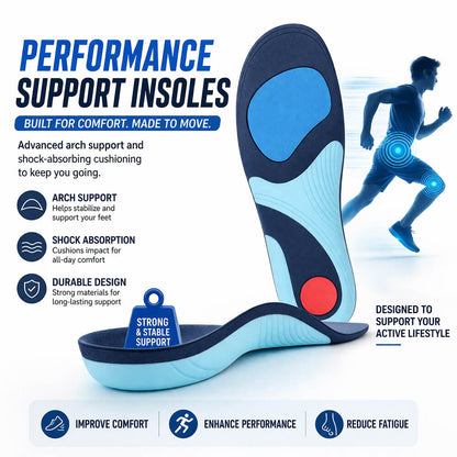 Heavy Duty Arch Support Insoles for Work & Standing – Shock Absorbing Comfort