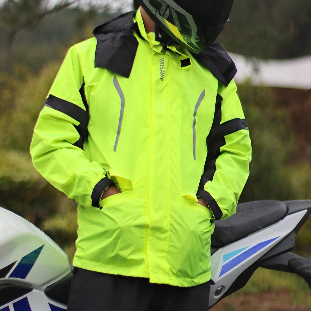 Hooded Waterproof Cycling Jacket – Reflective Bike & Motorcycle Coat