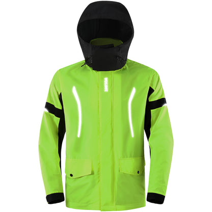 Hooded Waterproof Cycling Jacket – Reflective Bike & Motorcycle Coat