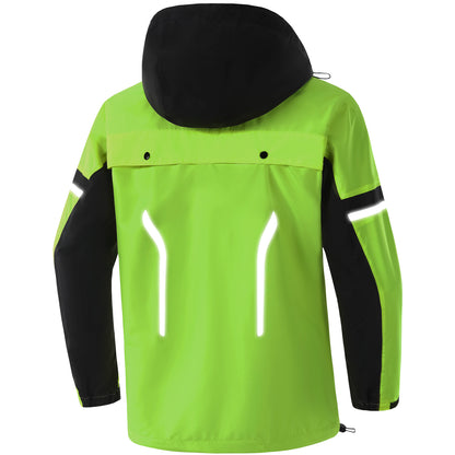 Hooded Waterproof Cycling Jacket – Reflective Bike & Motorcycle Coat