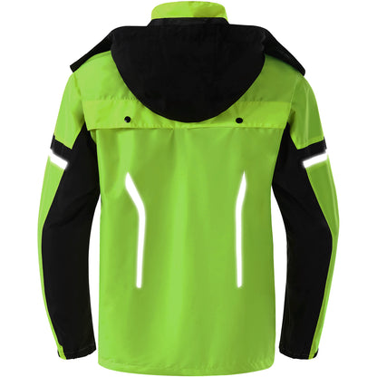 Hooded Waterproof Cycling Jacket – Reflective Bike & Motorcycle Coat