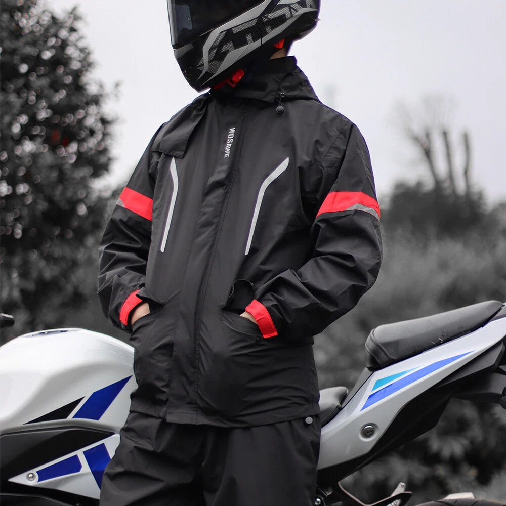 Hooded Waterproof Cycling Jacket – Reflective Bike & Motorcycle Coat
