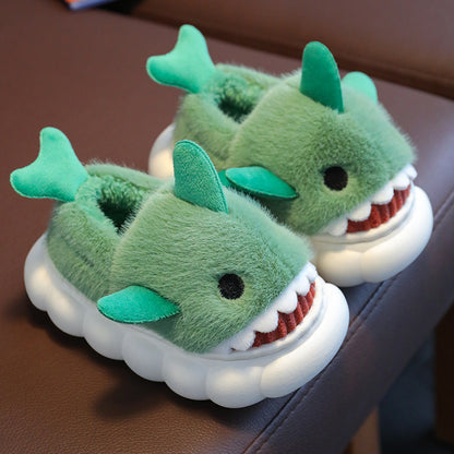 Kids Shark Slippers – Warm Plush Winter Indoor Shoes with Non-Slip Sole